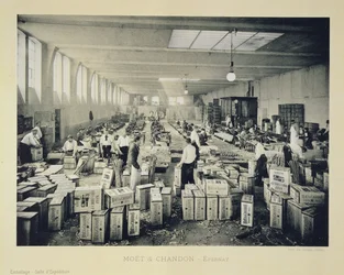 Packing Cases for Shipping, from La France Vinicole, Published by Moet & Chandon, Epernay