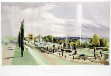 Lower Terrace Garden, Worsley Hall, Published by Thomas McLean