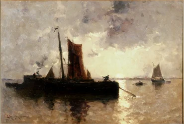 River Scene with Shipping