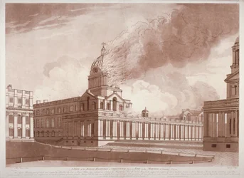 View of the Fire at Greenwich Hospital, London, on the Morning of 2nd January