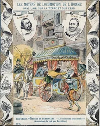 Assassination of Henry IV by François Ravaillac in the Rue de la Ferronnerie on 14 May 1610 - from a protective sleeve for school books, late 19th century - death of Henry IV: assassination of Henry IV (1553-1610) on 14 May 1610 by François Ravaillac