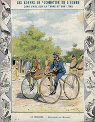 Pierre Michaux and Michaudine Velocipedes - From a Protective Sleeve for School Books, Late 19th Century