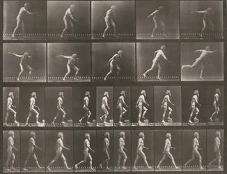 Plate Number 519. A: Throwing a disk. B: Ascending a step. C: Walking