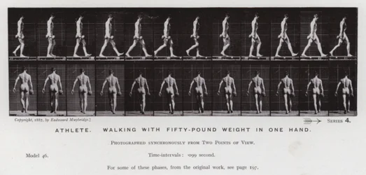 The Human Figure in Motion: Athlete, walking with fifty-pound weight in one hand