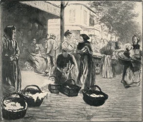 Open air market, Avenue de Clichy, 1915
