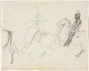 Battle Scene with Armored Figures on Horseback (recto)