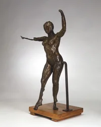 Dancer Moving Forward, Arms Raised, Right Leg Forward