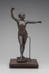 Dancer Ready to Dance with Her Right Foot Forward