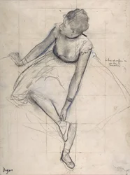 Dancer adjusting her shoe (ballerina)
