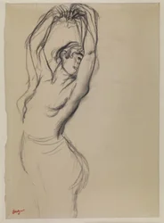 Nude Dancer with Arms Raised