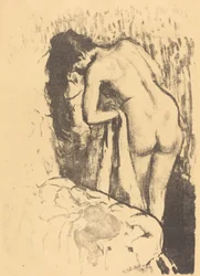 Nude Woman Standing, Drying Herself