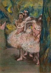 Three Dancers in Salmon Skirts