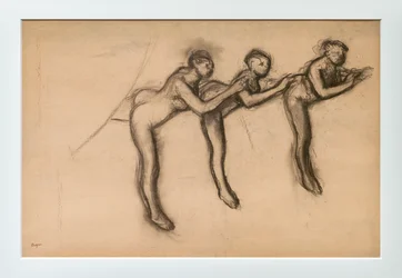 Three nude dancers in arabesque. Around 1892-1895.