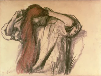 Woman Combing Her Hair