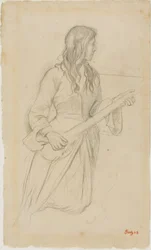Young Woman Playing a Mandolin, Study for Portrait of Mlle. Fiocre in the Ballet 