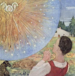 Joan of Arc hears the voices, illustration from 