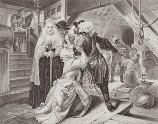 The arrest of Alice Lisle for sheltering fugitives from the Battle of Sedgemoor in 1685