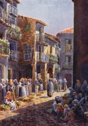 Northern Spain: Bejar, A Corner in the Market-place