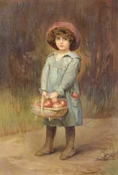 One for himself - Boy with a basket of apples
