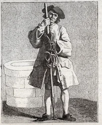 The Well Cleaner - Small Trade of Paris (Studies Taken from the Lower People, or the Cries of Paris) - engraving by Edme Bouchardon