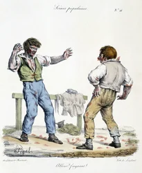 Popular Scene Depicting Two Fighting Men