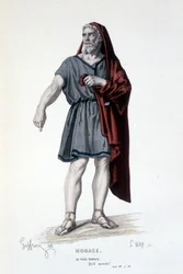 The character of the old Horace in the tragedy Horace - Full Theatre: (Collection of plays by Corneille) drawing by Geffroy, engraving by L. Wolff - ed. Laplace, Sanchez et Cie, Paris 1884