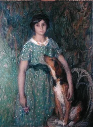 Young girl with a dog