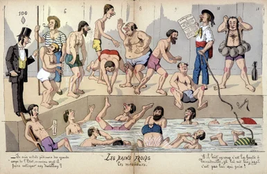 Cartoon on French society by Lavrate: public baths