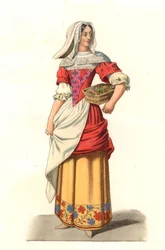 French Peasant 17th Century, from an Engraving by Jean Saint Jean - Lithography from an Illustration by Edmond Lechevallier-Chevignard (1825-1902), from Costumes Historiques des 16th
