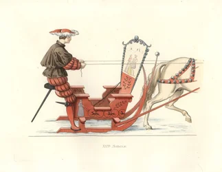 German Man Competing in a Sleigh Race