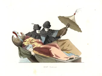 Venetians Wearing Bauta Masks