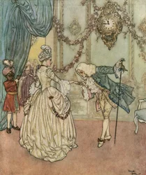 Cinderella: The Young Cinderella Came to Attend the Ball Thanks to Her Godmother Fee Meets the Prince Who Kisses Her Hand