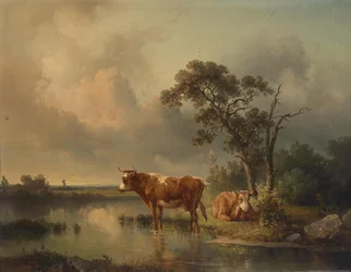 Resting Cows by the Pond 1854