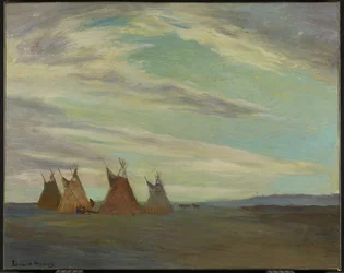 Indian Encampment on Prairie