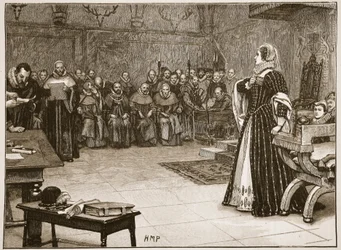 Trial of Mary Queen of Scots in Fotheringhay Castle, Illustration from 