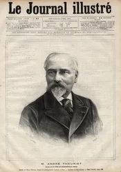 Portrait of Andre Theuriet (1833-1907), French novelist, poet and academician - Engraving by Navellier in 