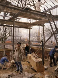 Building a glasshouse, 1890