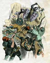 Illustration for Ivanhoe: Battle Scene, Castle Siege