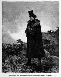 Edmond Dantès, the Count of Monte Cristo leaving Paris - Engraving by Riou, in “The Count of Monte Cristo” by Alexandre Dumas, Rouff & Cie