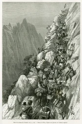 In the rocks of Ankori. Engraving to illustrate the story Dans les tenebres de l