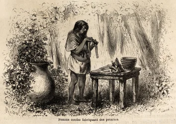 Manufacture of pottery by a Conibo Indian from Peru