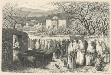 Marabout and Procession: Tlemcen (engraved by Henri Theophile Hildibrand)