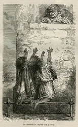 The punishment of impiety (drawing by E. Riou, to illustrate the journey in the region of Titicaca and the valleys of the east of Lower Peru, 1873 by Paul Marcoy. Engraving in 