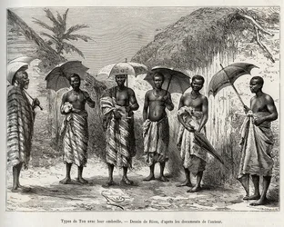 Tone type with their umbrella (engraving by Riou, to illustrate the story 