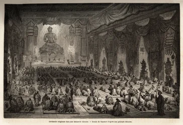 Religious ceremony in a Chinese lamasserie