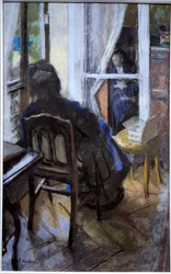 At the window