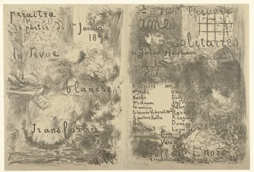 Cover for Program Booklet with Advertisement for La Revue Blanche and Announcement of the Play Lonely Souls