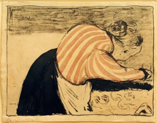 Old Woman Leaning Over the Table
