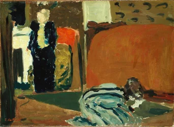 Woman looking under the Bed