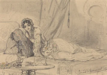 A Middle Eastern Woman Reclining in an Exotic Setting